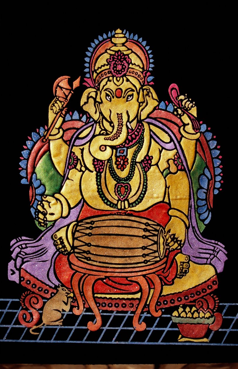 Lord Ganesha Ganpati pelaa soittimen kirjonta työtä tekijältä School Indian