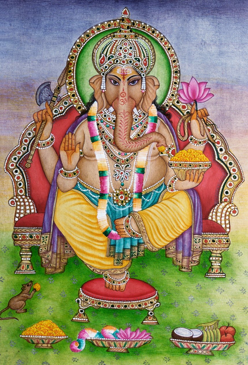 Lord Ganesha Ganpati miniatyyri maalaus paperille tekijältä School Indian