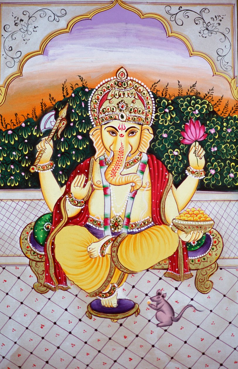 Lord Ganesha Ganpati miniatyyri maalaus paperille tekijältä School Indian
