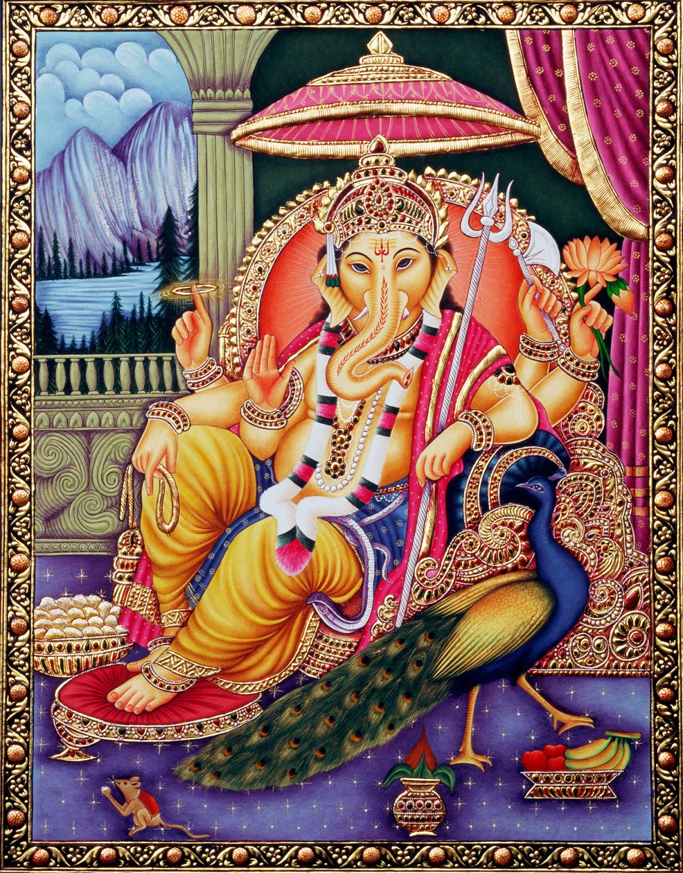 Lord Ganesha Ganpati miniatyyri maalaus paperille tekijältä School Indian