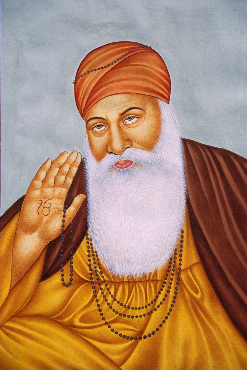Lord Guru Nanak miniatyyri maalaus paperille tekijältä School Indian