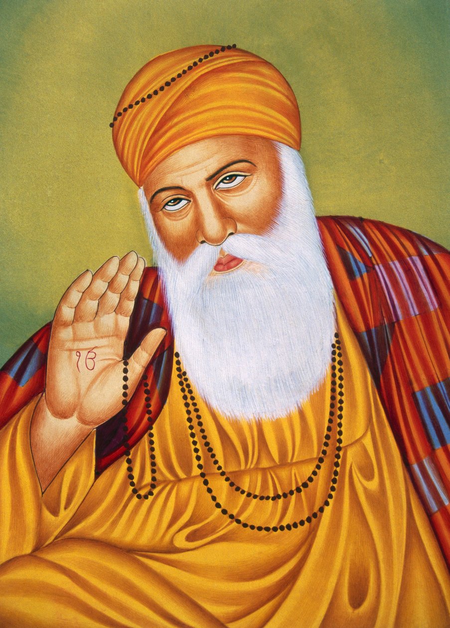 Lord Guru Nanak miniatyyri maalaus paperille tekijältä School Indian