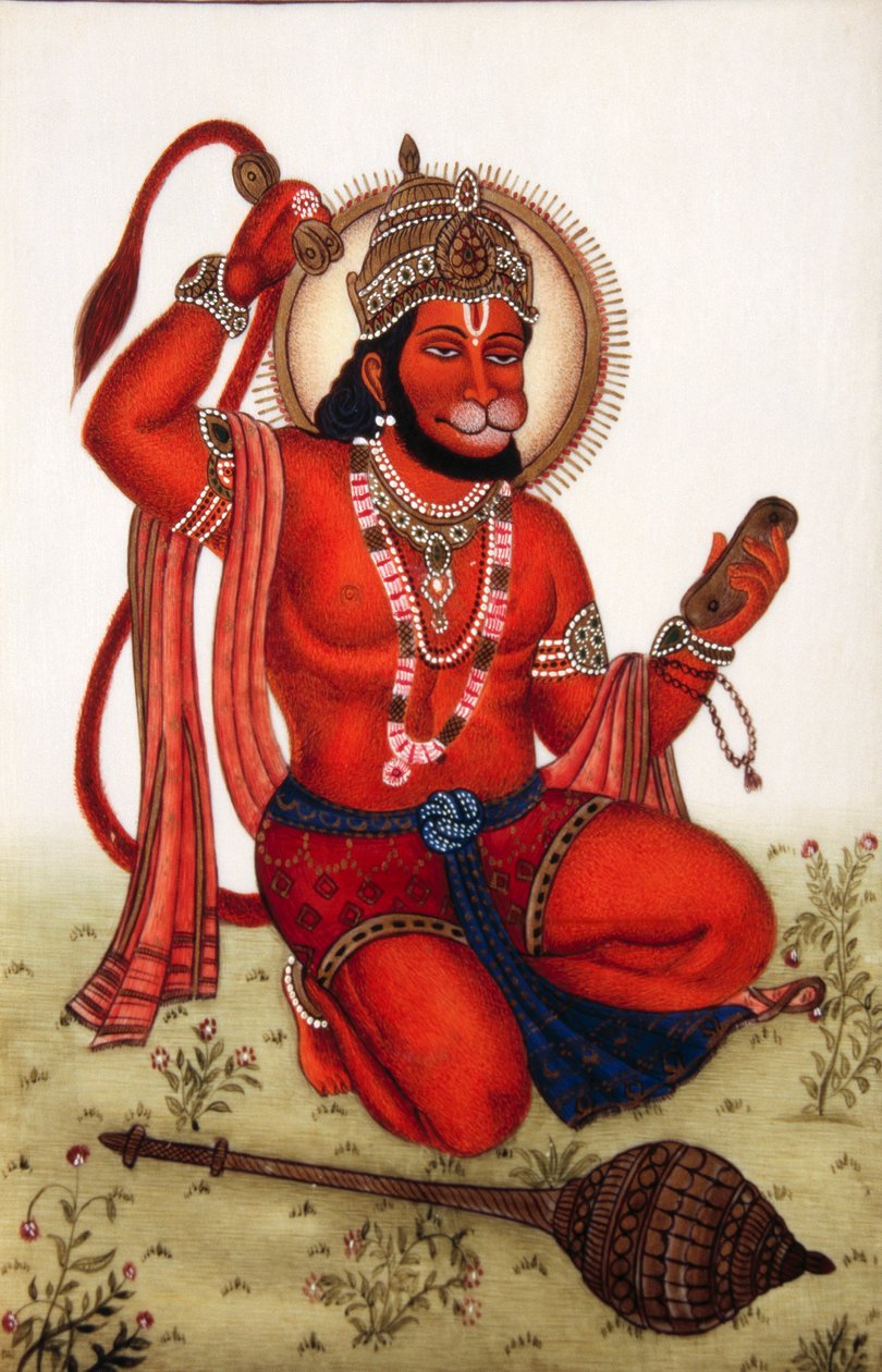 Lord Hanuman miniatyyri maalaus Ivory tekijältä School Indian
