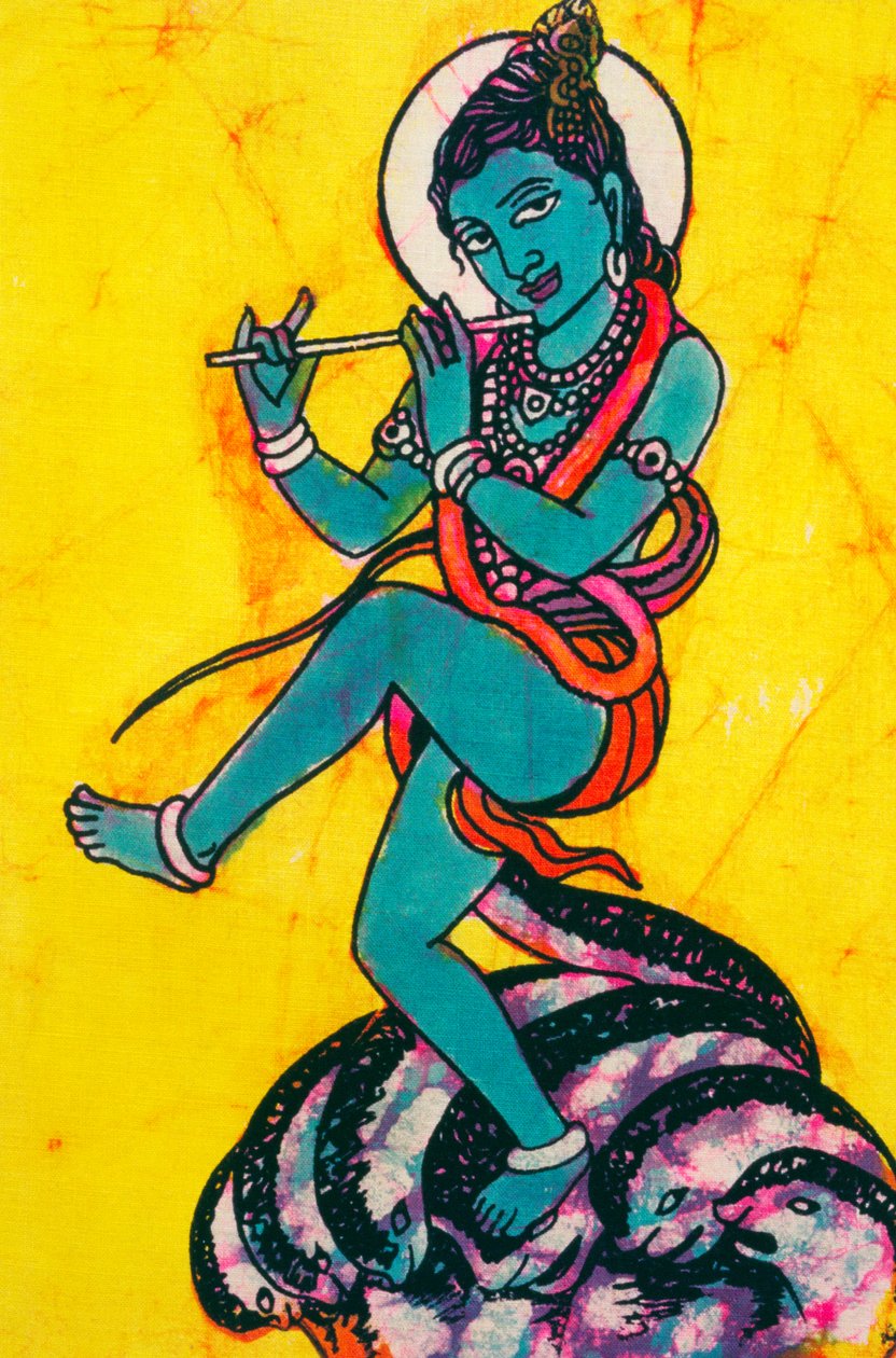 Lord Krishna Kaliya Mardhan Batik maalaus tekijältä School Indian