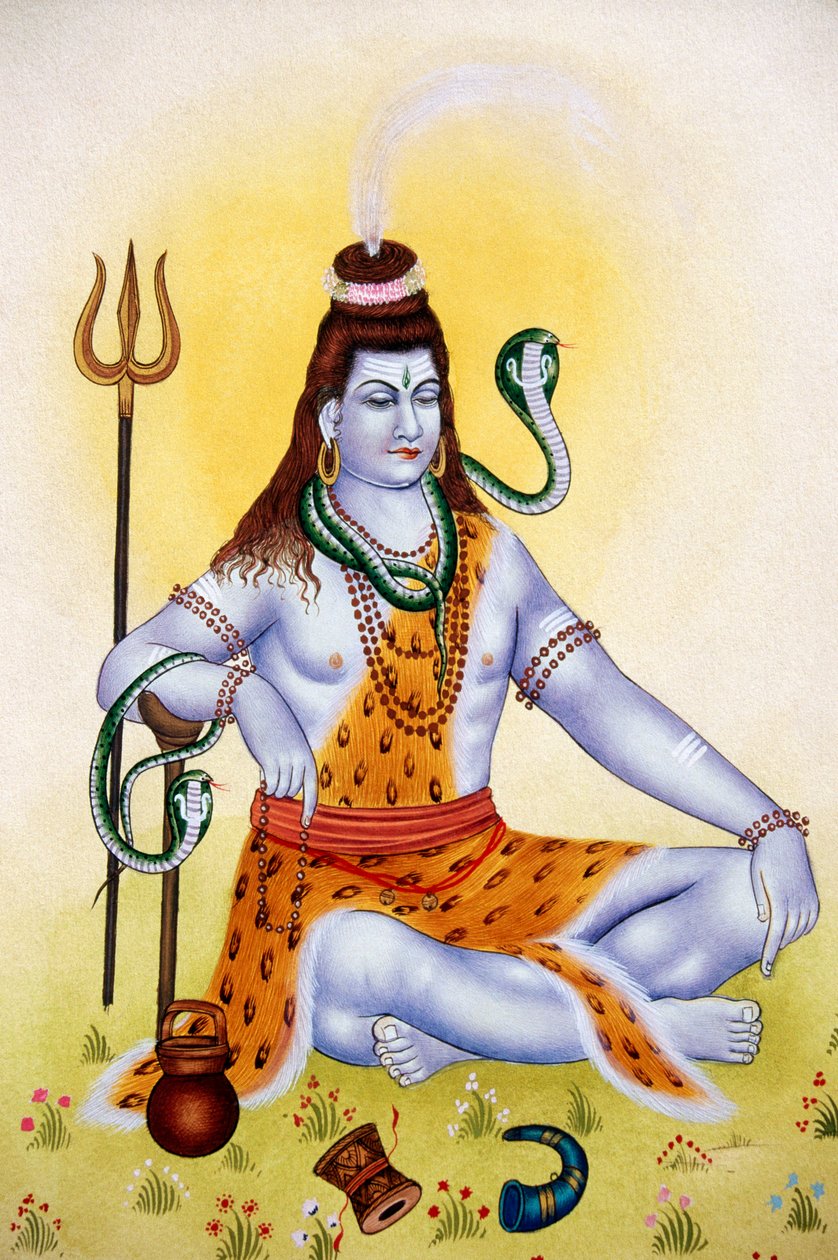 Lord Shiva Shanker miniatyyri maalaus paperille tekijältä School Indian