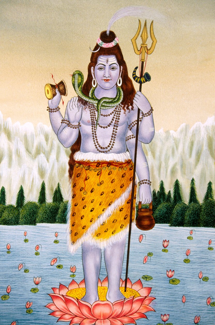 Lord Shiva Shanker miniatyyri maalaus paperille tekijältä School Indian