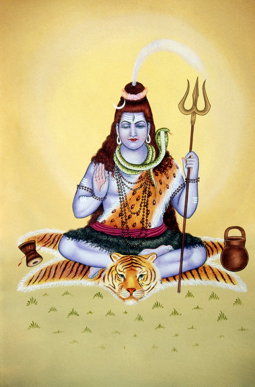 Lord Shiva Shanker miniatyyri maalaus paperille tekijältä School Indian