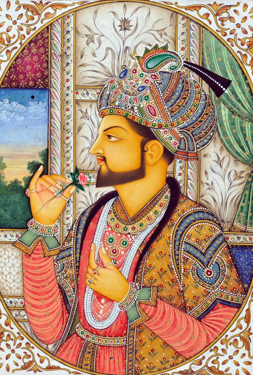 Miniatyyri Maalaus Mughul keisari Shah Jahan Intia Intia Aasia tekijältä School Indian
