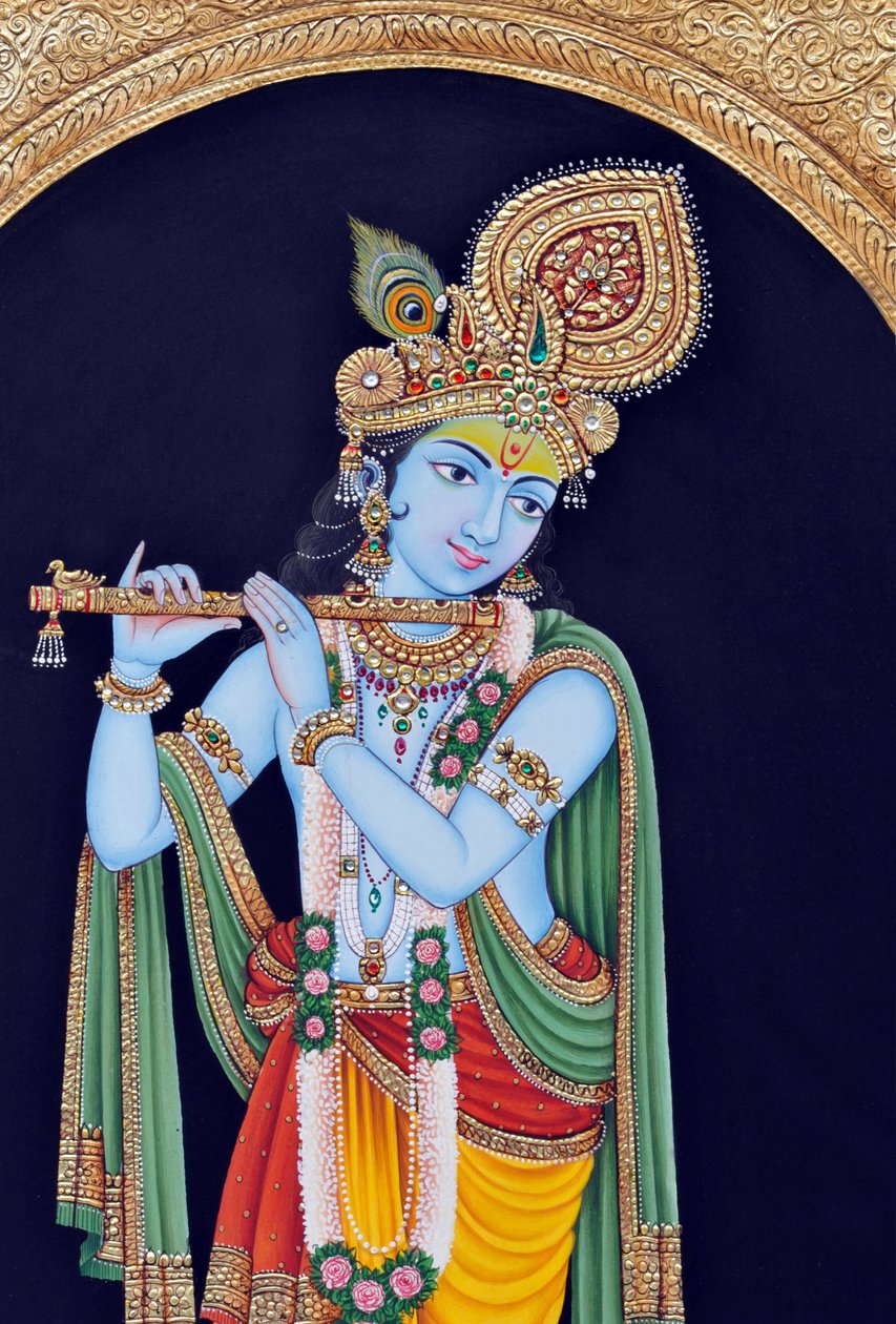 Miniatyyri maalaus Jumala Krishna tekijältä School Indian