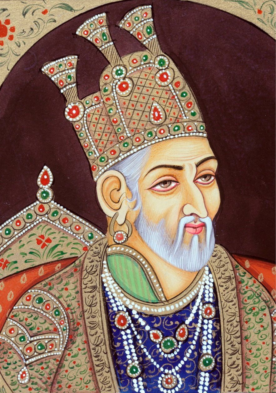 Mogulien keisari Bahadur Shah Zafarin miniatyyrimaalaus tekijältä School Indian