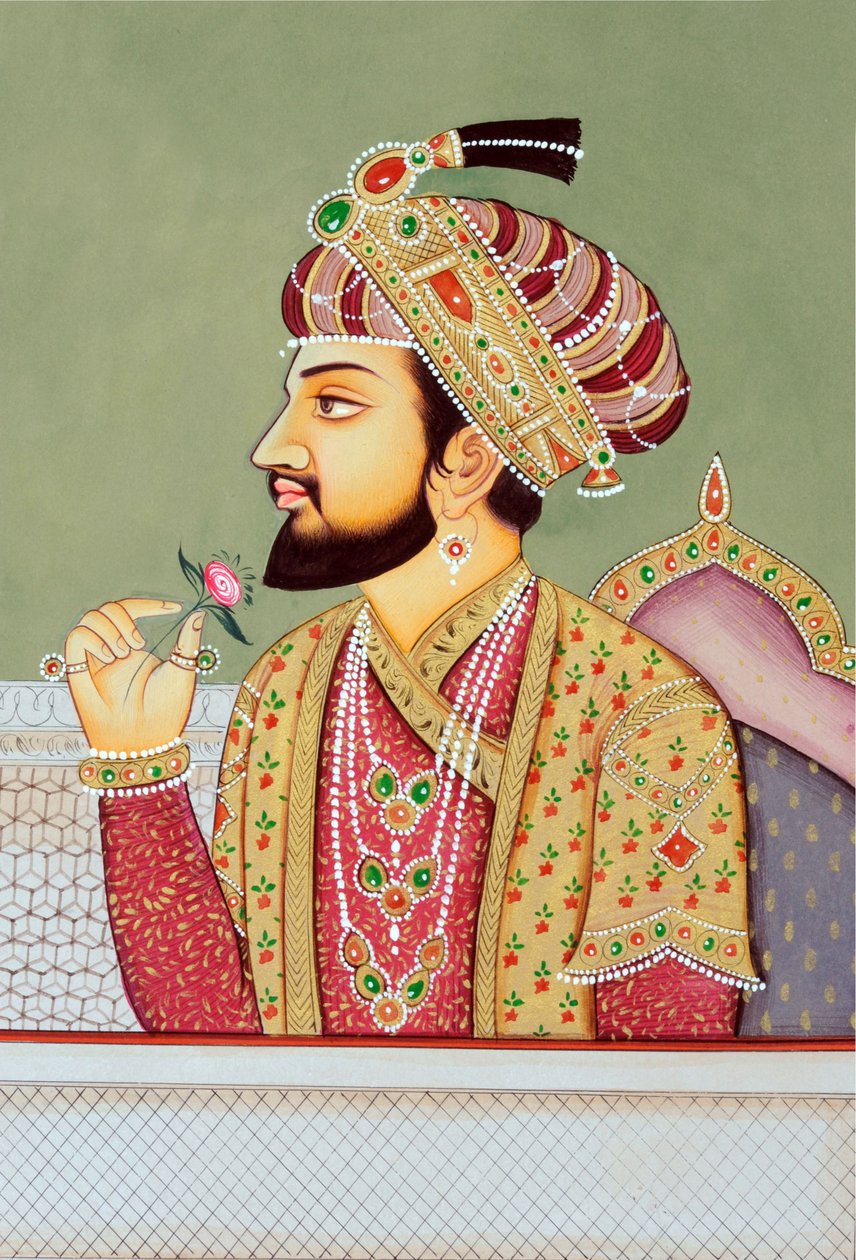 Mogulien keisari Shah Jahanin miniatyyrimaalaus tekijältä School Indian
