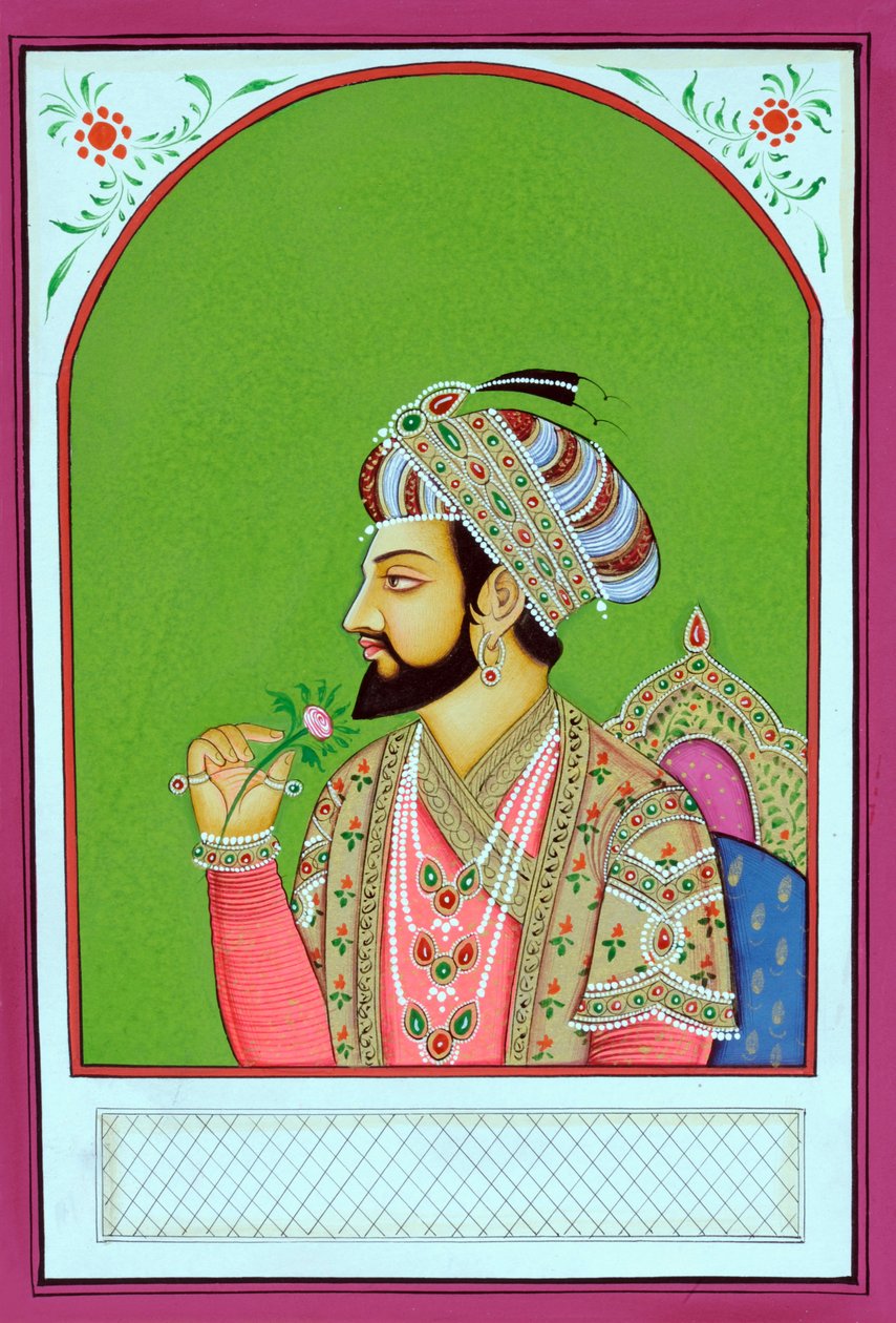 Mogulien keisari Shah Jahanin miniatyyrimaalaus tekijältä School Indian