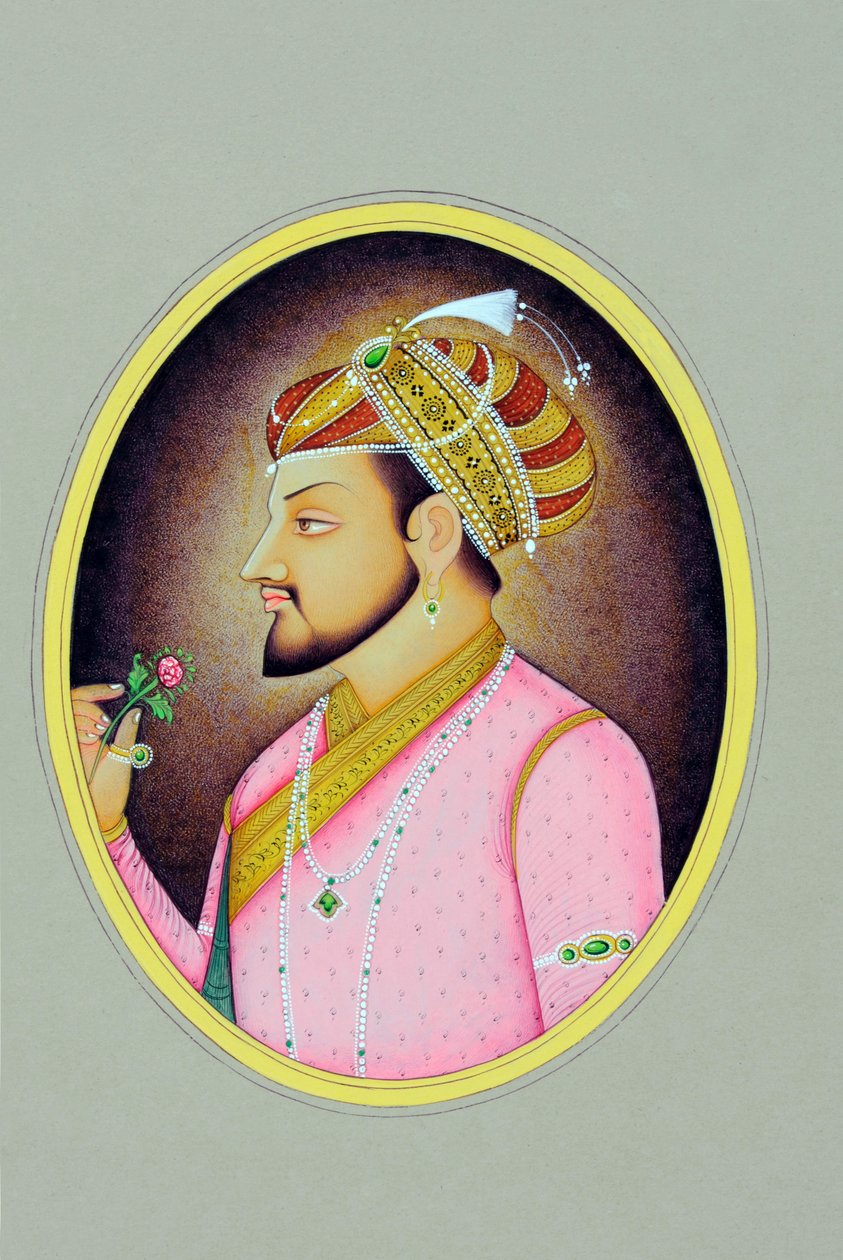 Mogulien keisari Shah Jahanin miniatyyrimaalaus tekijältä School Indian
