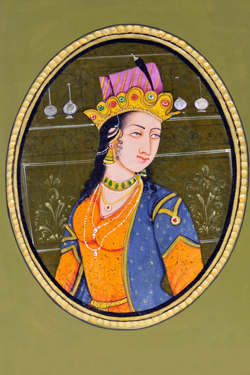 Kuningatar Noorjahanin miniatyyrimaalaus Intia Aasia tekijältä School Indian