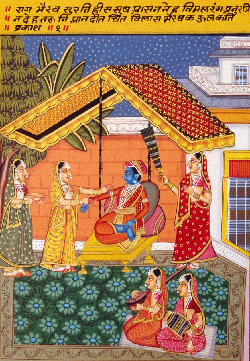 Miniatyyrimaalaus paperille, Rag Bhairav, Nathdwara School tekijältä School Indian