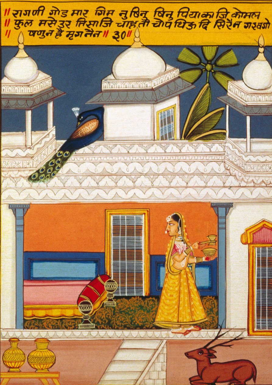 Miniatyyrimaalaus paperille, Ragini God Mar, Nathdwara School tekijältä School Indian