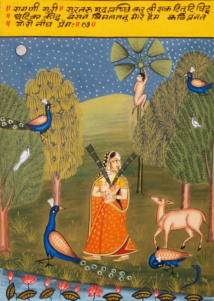 Miniatyyrimaalaus paperille, Ragini Guri, Nathdwaran koulu, Nathdwara School tekijältä School Indian