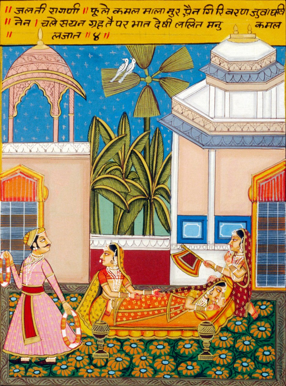 Miniatyyrimaalaus paperille, Ragini Jhalti, Nathdwara School tekijältä School Indian
