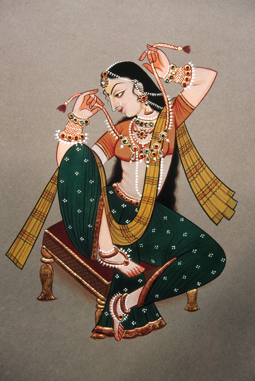 Pienoiskoossa maalaus paperille Rajasthani Lady tekijältä School Indian