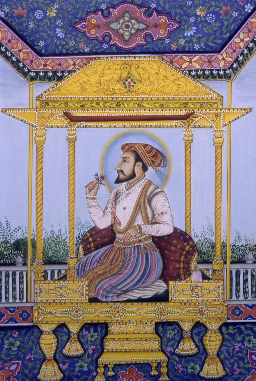 Moguli keisari Shah Jahan miniatyyri maalaus tekijältä School Indian