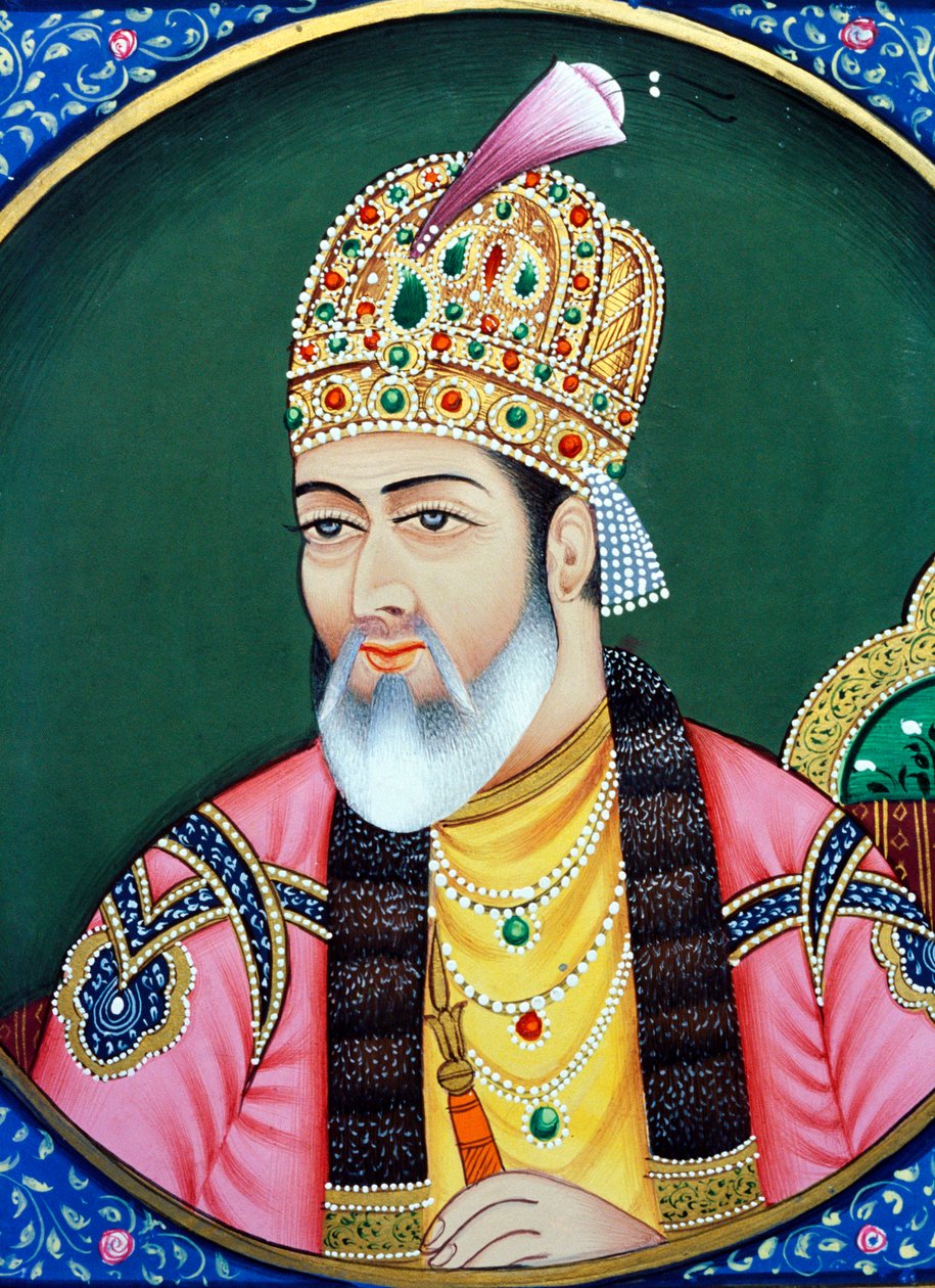 Mogulien keisari Shah Jahan Pienoiskoossa maalaus paperille tekijältä School Indian