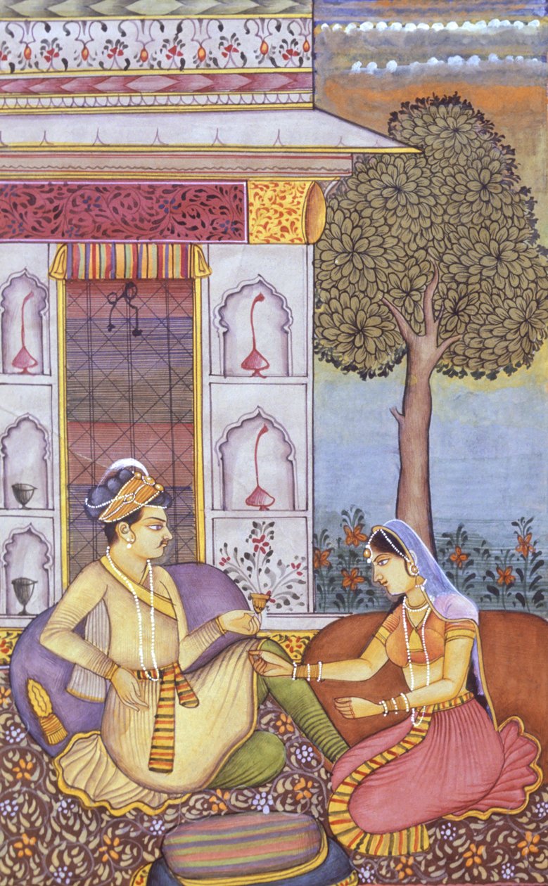 Mughalin miniatyyri maalaus paperille Kuninkaallinen kuningas nauttii juomaa tekijältä School Indian