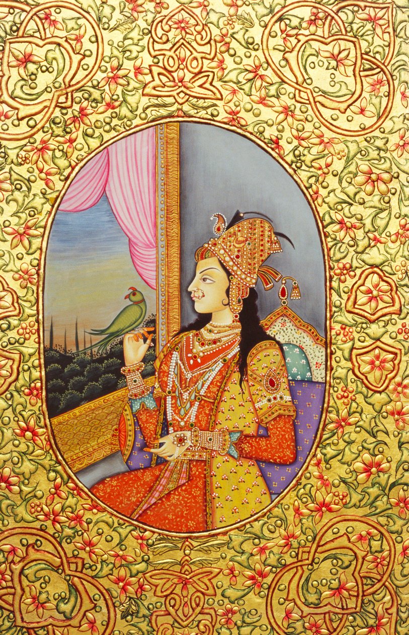 Moguli prinsessa Mumtaz Mahal miniatyyri maalaus tekijältä School Indian