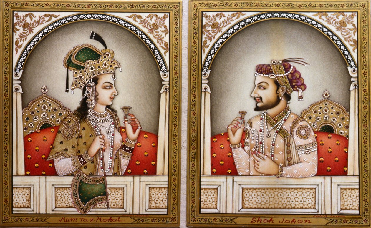 Mumtaz Mahal ja Shah Jahanin maalaus tekijältä School Indian