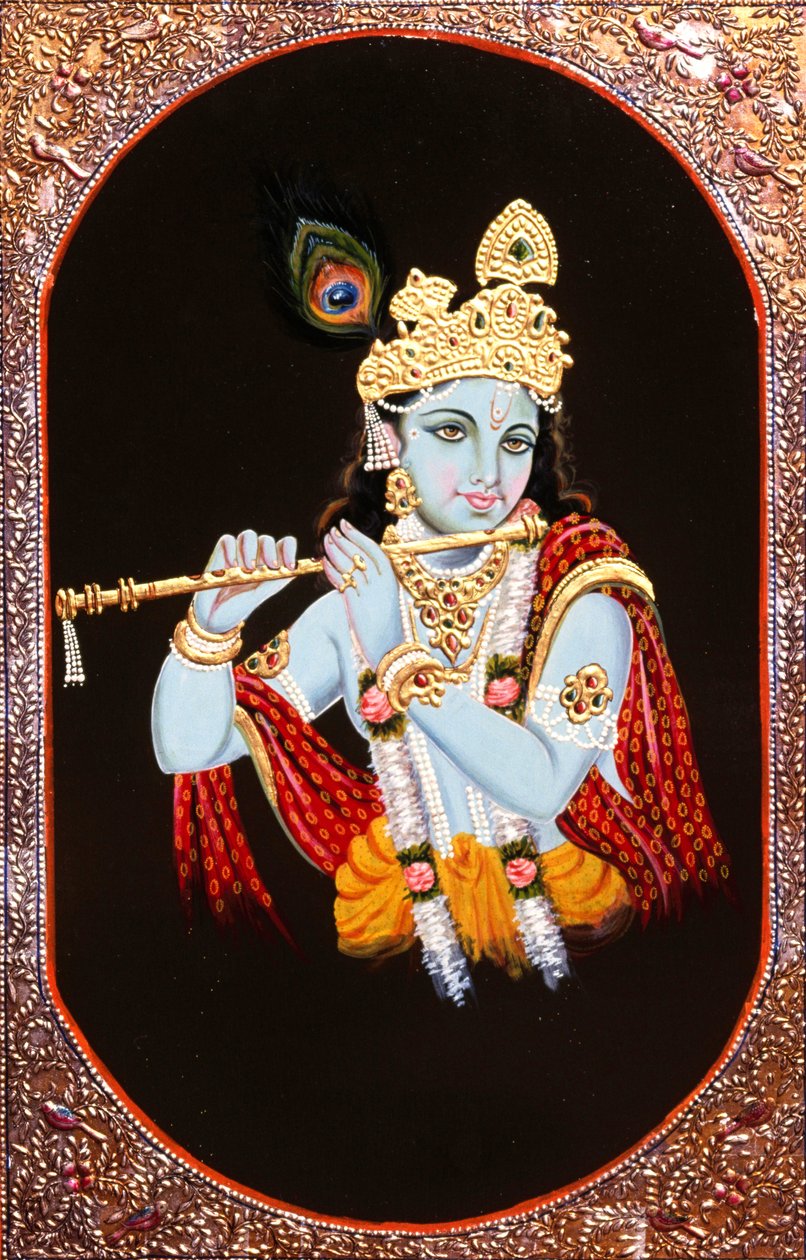 Maalaus Krishna-jumalasta, Intia tekijältä School Indian