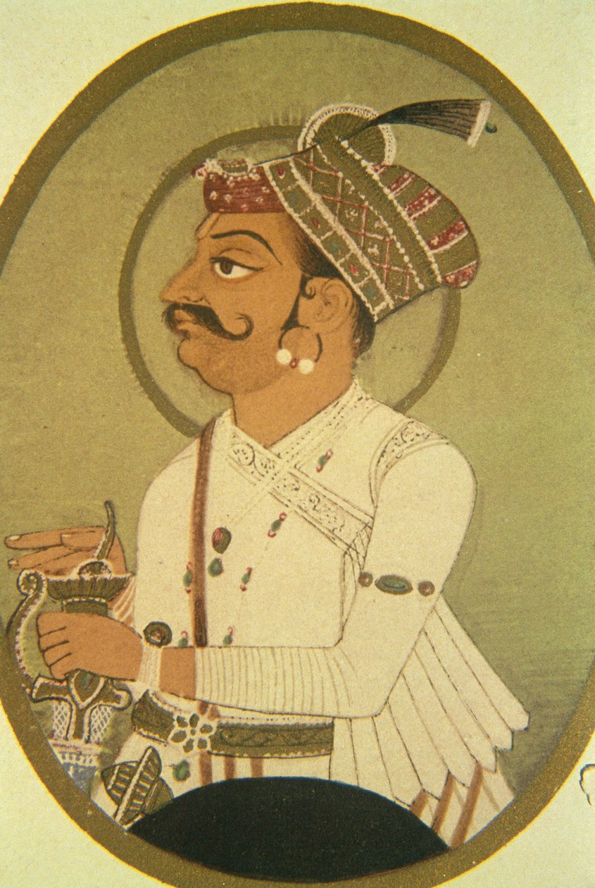 Rao Bikhajin hallitsijan maalaus, Bikaner, Rajasthan, Intia tekijältä School Indian