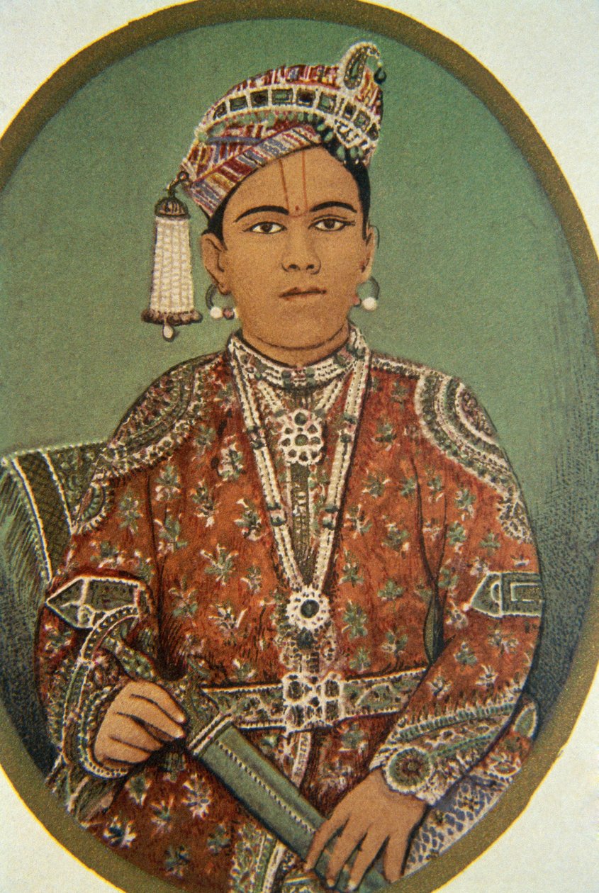Maharaja Ganga Singhin muotokuva, Bikaner, Rajasthan, Intia tekijältä School Indian