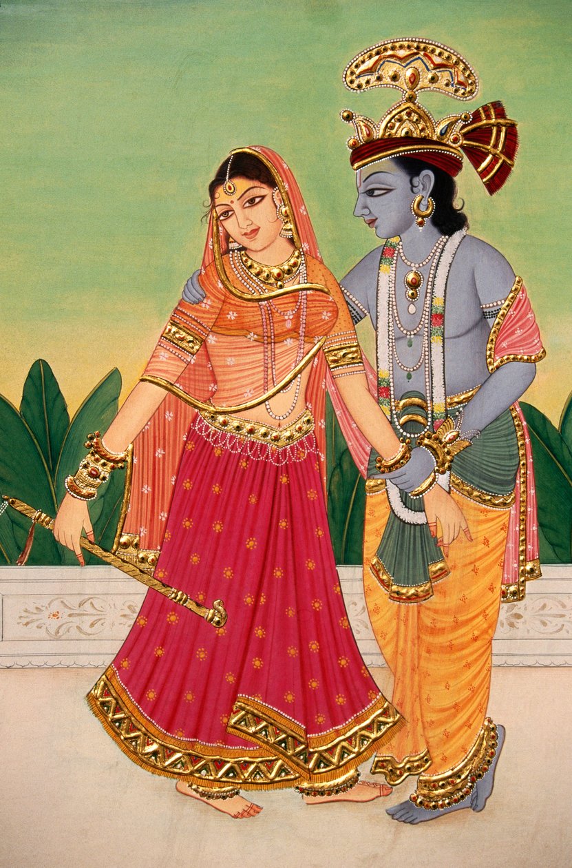 Radha Krishna miniatyyri maalaus paperille tekijältä School Indian