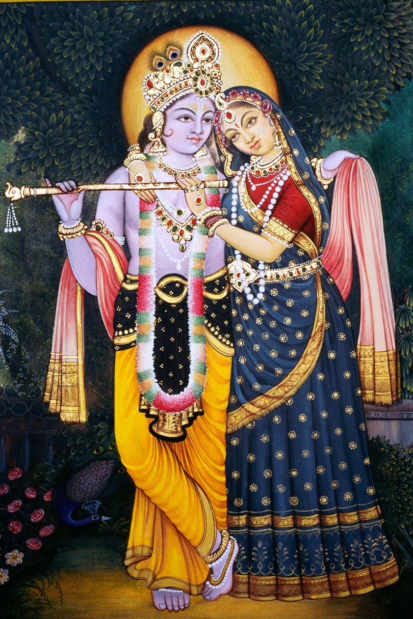 Radha Krishna miniatyyri maalaus paperille tekijältä School Indian
