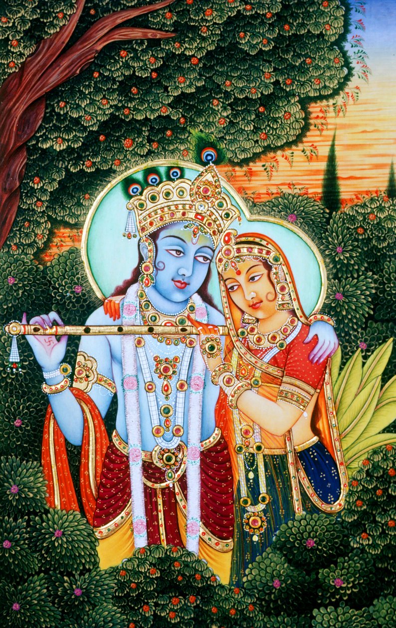 Radha Krishna miniatyyri maalauksia tekijältä School Indian