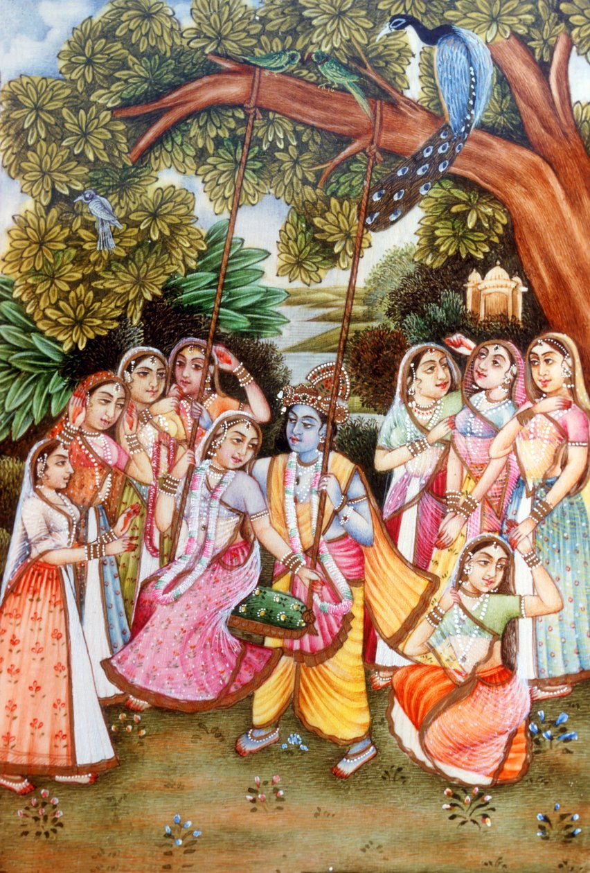 Radha Krishna miniatyyri maalauksia tekijältä School Indian
