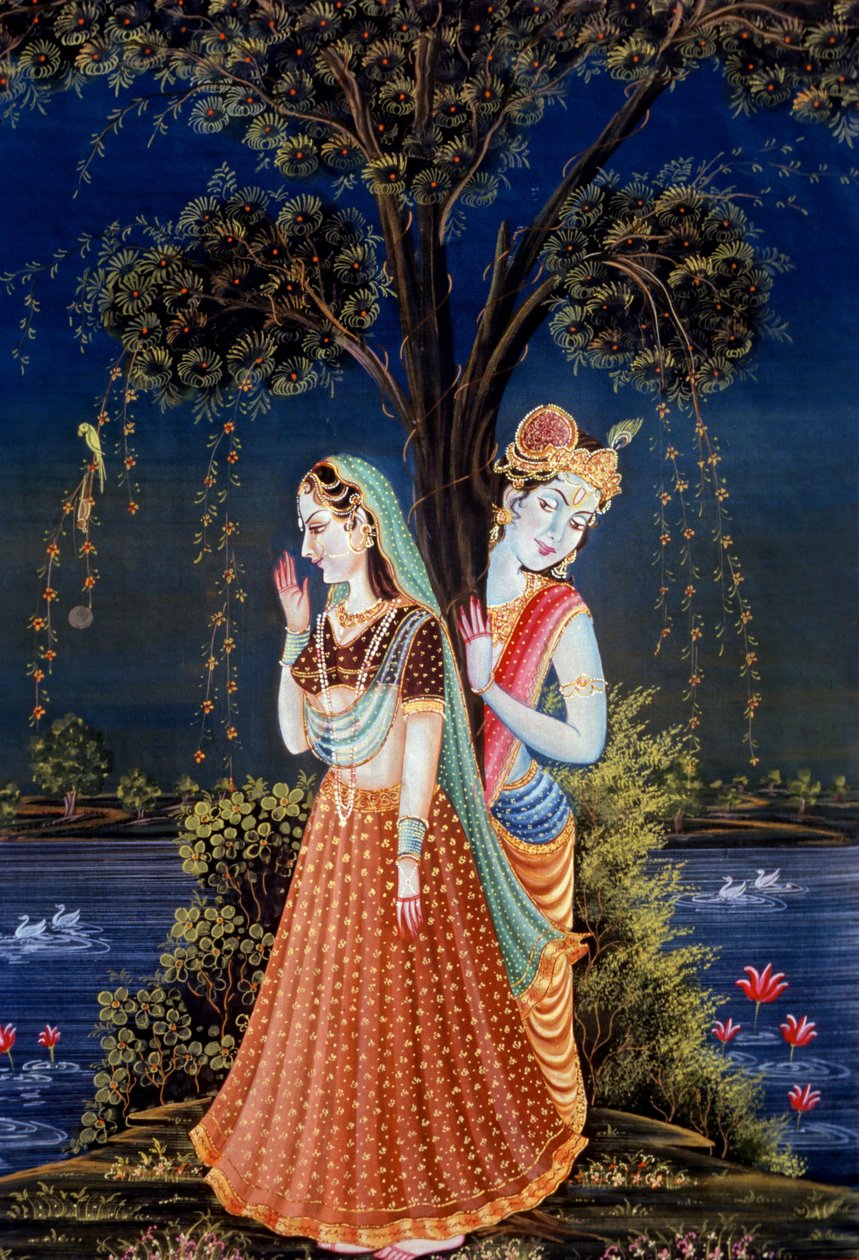 Radha Krishna miniatyyri maalauksia tekijältä School Indian