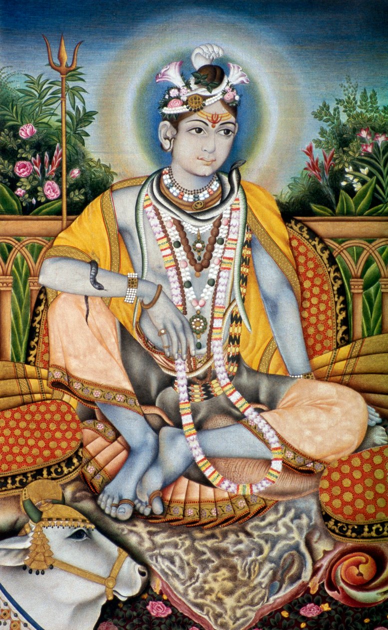 Rajrajeswer (Lord Shiva Shanker) Pienoiskoossa maalaus paperille tekijältä School Indian