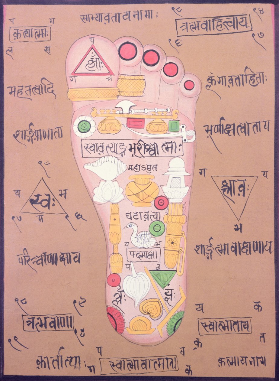 Oikean jalan tantrinen kaavio (guassi ja akvarelli paperille) tekijältä School Indian