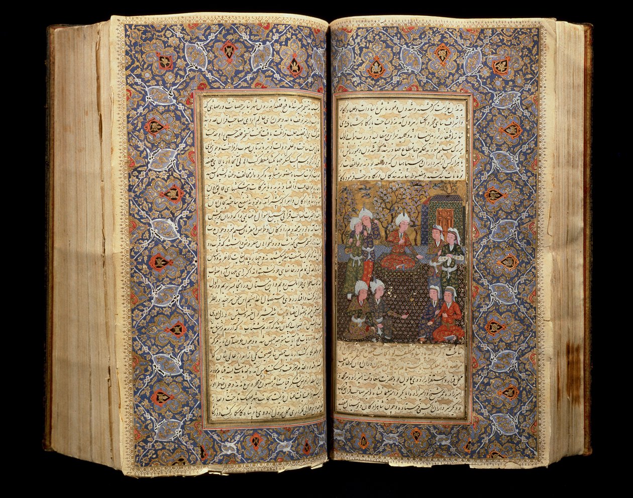 Kaksoissivu avoimesta Safavid-käsikirjoituksesta (1502-1722) (Iran) 1650 Kairo, Islamilaisen taiteen museo tekijältä School Iranian