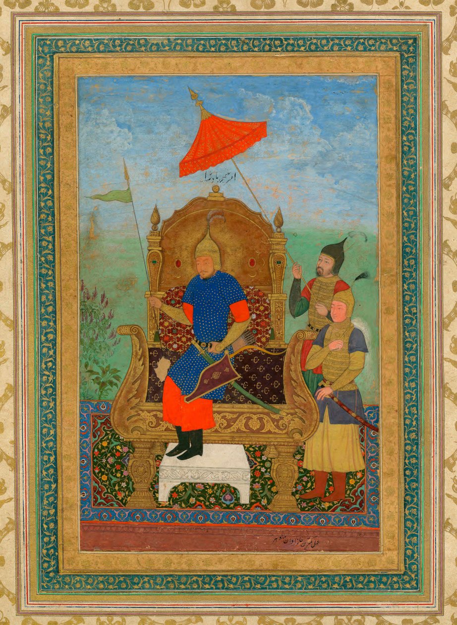 Tamerlanen muotokuva (1336-1405) (tai Timur Lang, "Timur the lame") - Nimettömän Timur Khan / Yksityiskokoelma / noin 1625 / Iran / Guassi paperille / Muotokuva / 43,7x30,7 tekijältä School Iranian