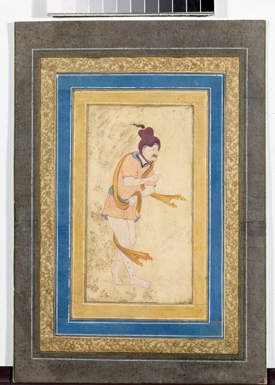 Iranilaisen dervish-mestarin muotokuva (Iranin mestari Dervish) - Maalattu miniatyyri, akvarelli, guassi ja kulta pahville (14,8x7,9 cm), 1600-luvun alku - Valtion Eremitaaši, Pietari (Venäjä) tekijältä School Iranian