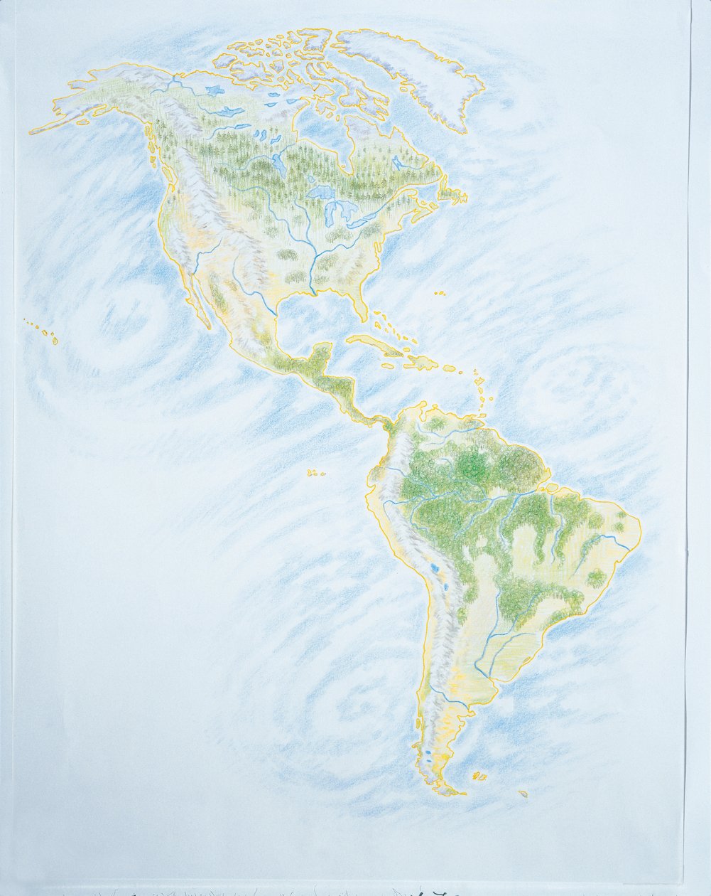 Fyysinen Amerikan kartta (väri litho) tekijältä School Italian