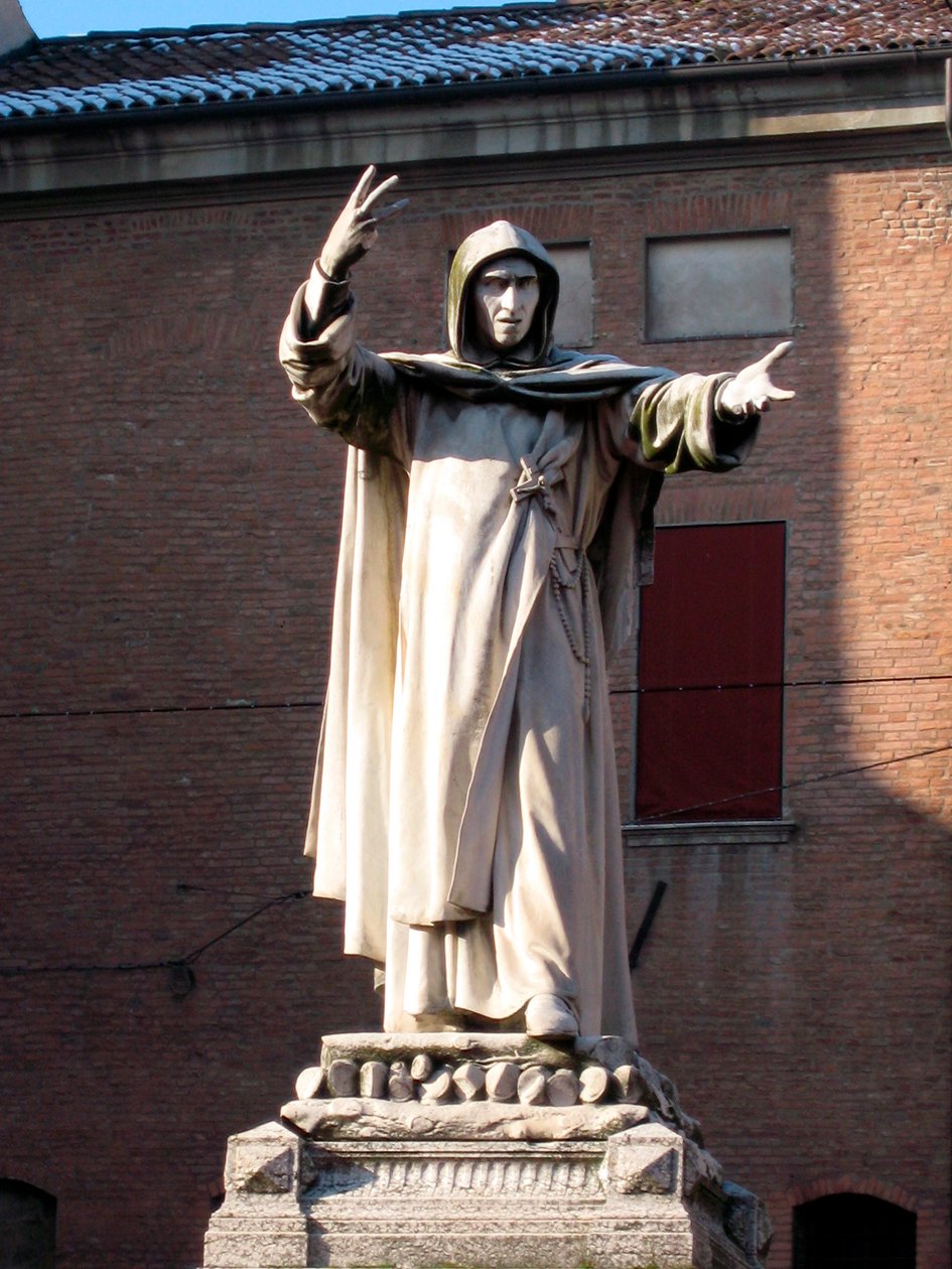 Jerome Savonarolan patsas (Girolamo Savonarola tekijältä School Italian