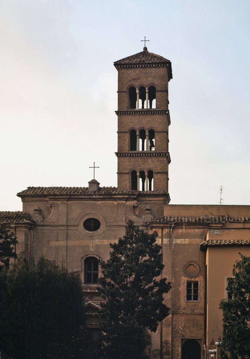 Näkymä st Sisto vecchion kirkolle, 5.-1100-luku tekijältä School Italian