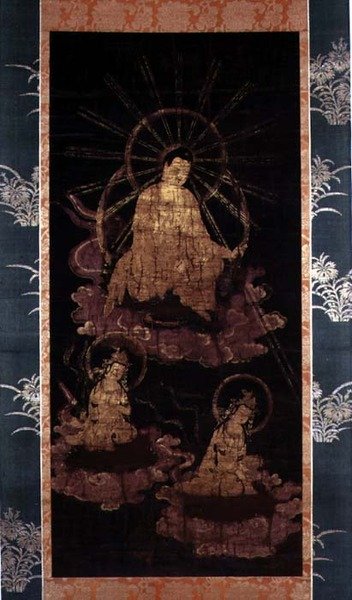 Buddha ja Bodhisattvat, Muromachi-kausi (1393-1573) (maalaus silkille) tekijältä School Japanese