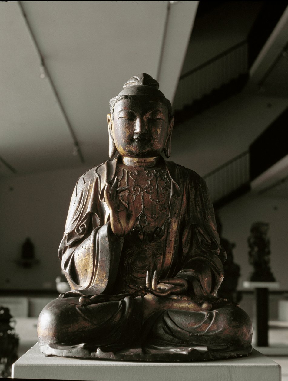 Buddha istuu lalitasana-asennossa - veistos, Kamakura-kausi (1185-1333) tekijältä Japanese School