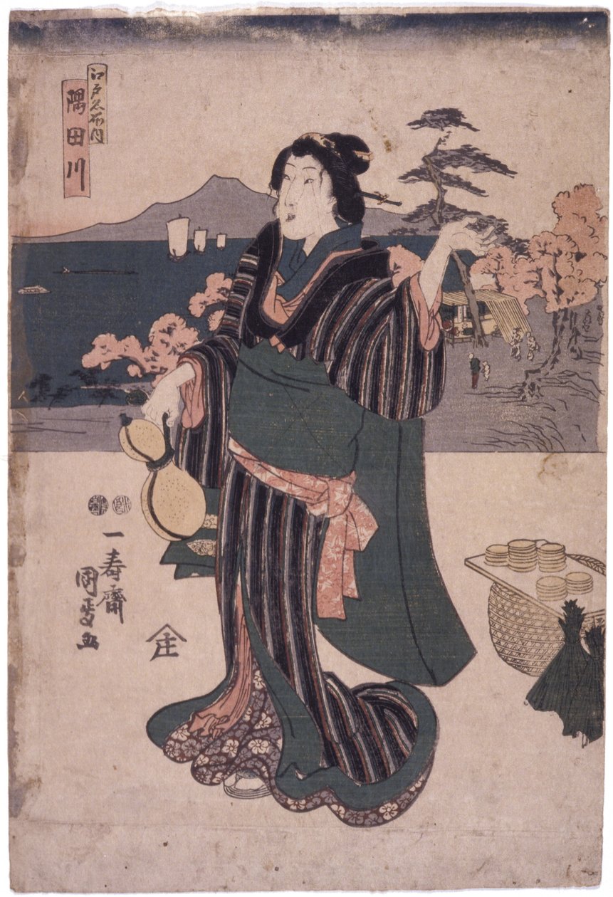 Edo Meisho House: Sumidagawa (nainen kurpitsalla) tekijältä School Japanese