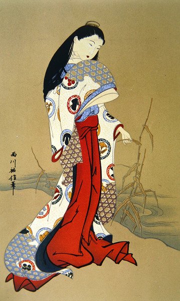 Genroku-ajan japanilainen tyttö (värilitho) tekijältä School Japanese
