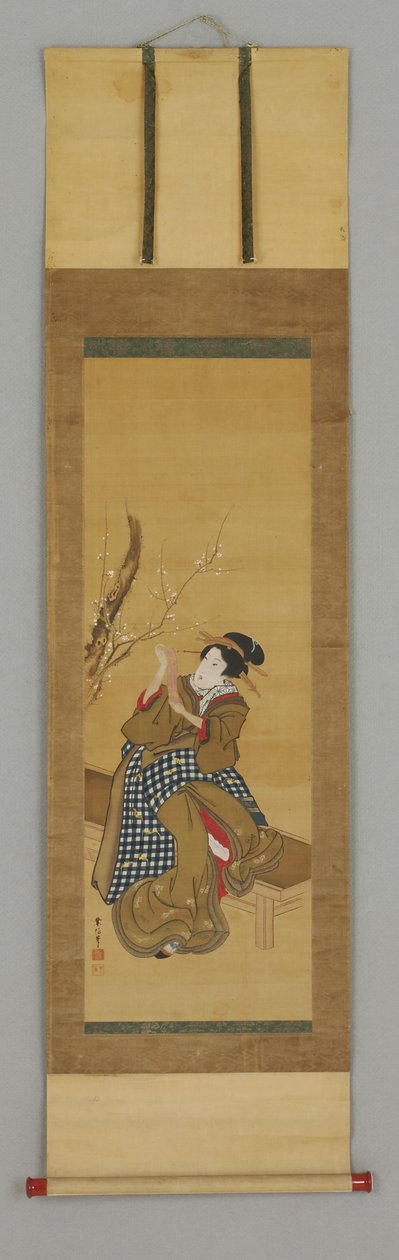 Ukiyoe, woman seated on bench tekijältä Japanese School