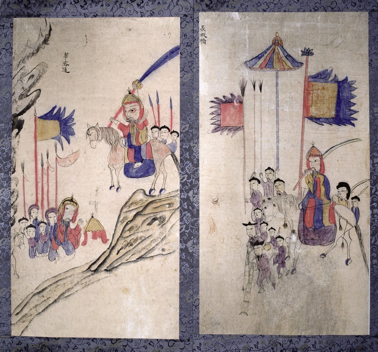 Paneeli kahdeksankertaisesta kuvaruudusta, joka kuvaa tarinaa kolmesta valtakunnasta (luonnonpigmentit paperille). tekijältä School Korean